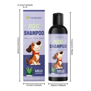 YEGBONG 100ml mildes Hundeshampoo Flasche und Verpackung mit detaillierten Maßen
