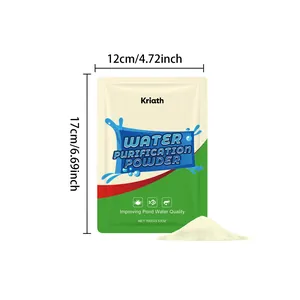 Kriath 100g pond water purification powder sachet with clear dimensions 12cm by 17cm
