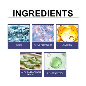 Nahaufnahme natürlicher Inhaltsstoffe für Hundeshampoo wie Aloe Barbadensis und Glycerin.