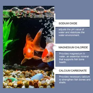 Dettaglio componenti sale per acquario: ossido di sodio, cloruro di magnesio e carbonato di calcio.