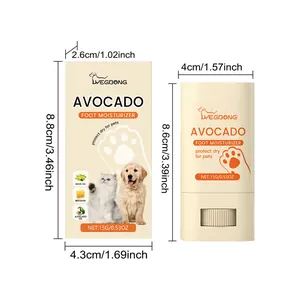 Tableau des dimensions du baume hydratant YEGBONG à l'avocat pour les pattes d'animaux