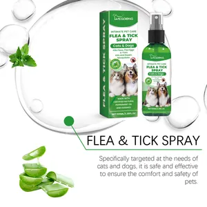 Spray antipulci e zecche per cani e gatti con olio di menta naturale e aloe vera
