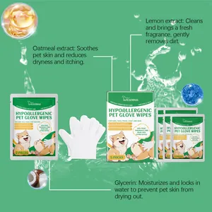 Guantes de limpieza hipoalergénicos para mascotas con extractos de limón y avena.