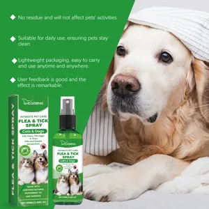 Spray naturale antipulci e zecche YEGBONG per cani e gatti, dettaglio flacone 100ml.