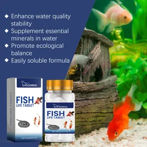 Dettaglio del sale minerale Fish Life Tablet per la qualità e la stabilità dell'acqua