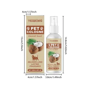 YEGBONG 100ml coconut scent pet cologne spray with detailed bottle and box dimensions