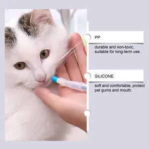 Macro detail showing the soft silicone tip of the medical pet feeding dispenser tool