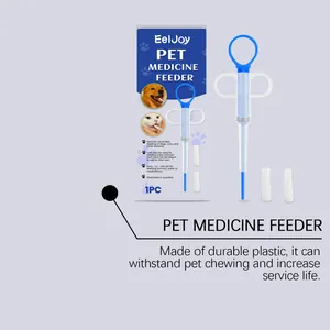 Durable plastic pet medicine feeder for dogs and cats, leak-proof and bite-resistant design.