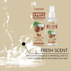 Detailed presentation of YEGBONG coconut scent pet cologne spray and box packaging