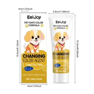 Tinte azul para mascotas 80g tubo y caja con dimensiones detalladas en cm