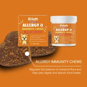 Macro detail of beef flavored heart-shaped pet chews with Kriath immunity supplement