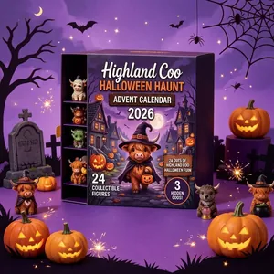 Calendario de Adviento de Halloween Highland Cow con 24 figuras coleccionables