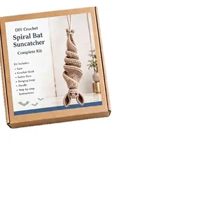 Complete DIY crochet kit for Halloween spiral bat suncatcher wind spinner craft