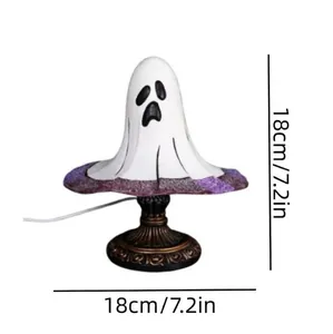 Lampe de table fantôme gothique en résine pour Halloween, vue détaillée de 18 cm.