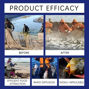 Infographic detailing the high efficacy and rapid diffusion of brine shrimp egg fish bait