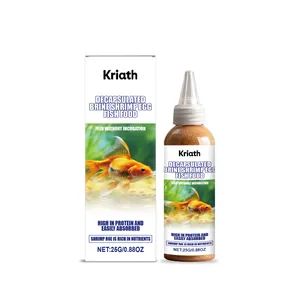 Kriath decapsulated brine shrimp eggs fish food supplement in bottle and retail box