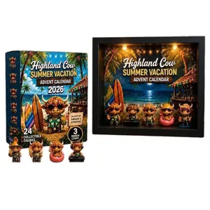 Calendario dell'Avvento Highland Cow Summer Vacation 2026 con scatola luminosa e 24 figure