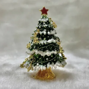 Vintage Emaille Weihnachtsbaum Schmuckschatulle Legierung Schmuckkästchen Mit Strass Stern Heimtextilien Ornamente Geschenk Zu Weihnachten