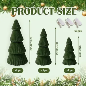 Detaillierte Größentabelle für 3er-Set grüne Miniatur-Weihnachtsbaum-Tischdekorationen