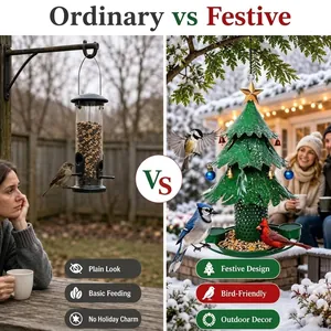 Christmas tree-shaped bird feeder for festive backyard outdoor garden decor