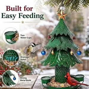Christmas tree shaped metal bird feeder for outdoor garden and backyard decoration