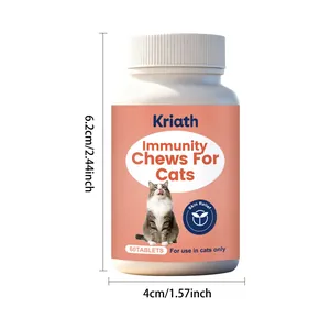 Physical dimensions of Kriath Immunity Chews for cats: 6.2cm height and 4cm diameter