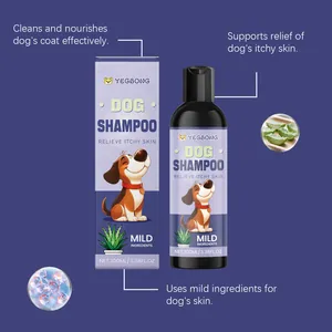 Detailansicht von YEGBONG Hundeshampoo mit milden Inhaltsstoffen gegen Juckreiz.