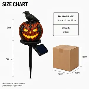 Lanterna zucca solare Halloween con corvo e dimensioni della confezione