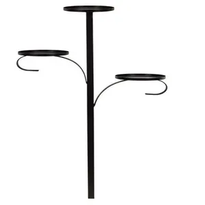 Minimalist black 3-tier metal candle holder stand with circular trays for holiday decor