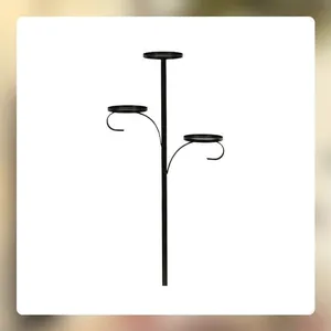 Elegant modern 3-tier black metal candle holder stand for Christmas home table decoration.