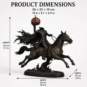 Headless Horseman Halloween figurine dimensions 26x23x10cm fully assembled decor