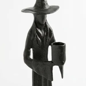 Handmade black resin witch statue for gothic Halloween home decor display