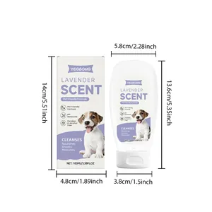 Dimensiones y especificaciones del champú para perros YEGBONG lavanda de 100 ml