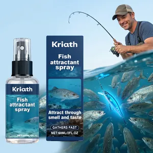 60 ml Kriath Lockstoff-Spray für Fische mit Unterwasserszene und Angler im Hintergrund