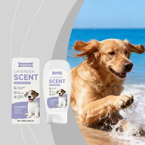 Detalle de YEGBONG champú para perros de lavanda 100ml frasco y caja con perro