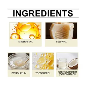 Dettaglio ingredienti: olio minerale, cera d'api, petrolatum, tocoferolo e olio di cocco.