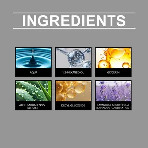 Detalles de los ingredientes del champú calmante para perros con aloe y lavanda