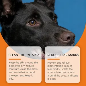 Infographic detailing benefits of dog tear stain cleaner for keeping eye area clean and dry