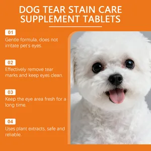 Dog tear stain supplement tablets for clean and healthy pet eyes
