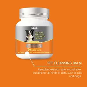 Kriath dog tear stain care supplement tablets with safe plant extracts for pets.
