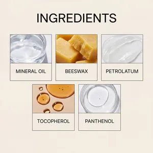 Détails des ingrédients de la cire pour pattes avec huile minérale et tocophérol.