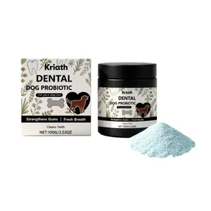 Kriath Dog Dental Care Powder Oral Probiotics Tooth Cleaning Supplement Natural Breath Freshener Gum Health Immunity Boost Pet Care