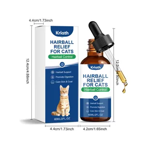Detailed dimensions of Kriath hairball relief drops for cat coat and digestive health