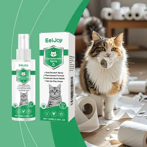 EelJoy 100ml Katzen-Fernhaltespray mit Zitrusduft, Detailansicht von Flasche und Katzenszene.