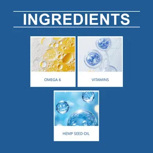 Detail showing key ingredients: Omega 6, Vitamins and Hemp Seed Oil for cat coat care