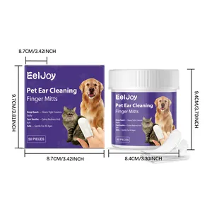Dimensioni dettagliate delle salviette per orecchie animali EelJoy in barattolo.
