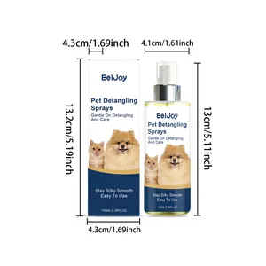 Spray desenredante EELJOY para mascotas 100ml con envase y dimensiones detalladas