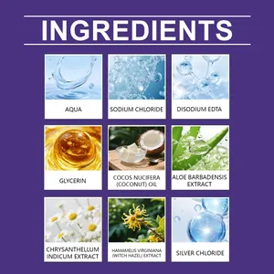Ingredienti naturali per salviette auricolari per animali con cocco, aloe e amamelide