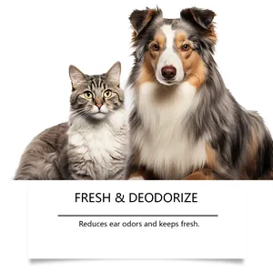Detalle del efecto desodorizante de las toallitas para limpieza de oídos de mascotas