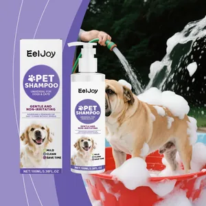 Detailansicht der EelJoy Hundeshampoo-Flasche mit sanften Reinigungseigenschaften.
